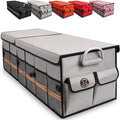 Big Car Trunk Organizer, Cargo Organizer SUV Trunk Storage Non Slip Bottom Waterproof Collapsible Durable Multi Compartments-(Oversize,Gray)