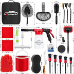 39Pcs Car Wash Cleaning Kit with Foam Gun Sprayer Detailing Brushes Collapsible Bucket Windshield Cleaning Tool Tire Brush Towels Complete Interior Exterior Detailing Set for Car