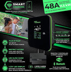 MACH 2:Fast Level 2 EV Charger 48 amp Garage-pro wall-Mount. Electric Vehicle Charging Station 4 Nema 14-50 Outlet. J1772 car Connector. Key Accessories: 30ft Cable & Tesla NACS evse Portable Adapter