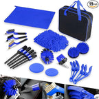 Auto Dynasty Car Detailing Kit, 19PCS Car Detailing Brush Set for Interior Exterior Wheels, Professional Car Care Cleaning Wash Kit with Duster for Air Vent, Car Accessories (Blue)