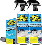 Marine Ceramic Coating For Boats - Rv Wax With Uv Protection For Fiberglass | Uv Damage Protection & Surface Enhancement | Boat Spray Wax， Boat Cleaner, Boat Accessories (2Pcs)