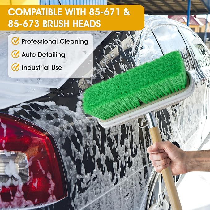 Nanoskin 6-Pack Professional 60-Inch Hardwood Handles with Universal Threaded Die-Cast Tips – Compatible with 85-671 & 85-673 Brush Heads for Car Wash, Auto Detailing & Industrial Cleaning