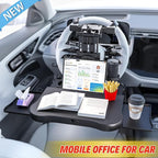 Large Foldable Backseat Tray Table, Car Laptop Desk with Cup Holder, Back Headrest Passenger Food Tray, Phone Tablet Holder, Multifunctional Travel Desk, Car Essentials for Kids & Long Road Trips