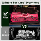SugarFox Car Trunk Organizer for SUV, Heavy Duty Waterproof Trunk Organizer, Foldable Collapsible Car Organizer with Cooler, Multi-Compartment Large Trunk Organizer (95L), Pink-M003