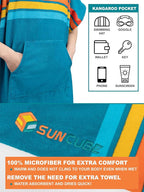 SUN CUBE Surf Poncho Changing Robe with Hood | Absorbent Quick Dry Microfiber Wetsuit Changing Towel with Pocket for Surfing Men Women