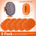 Layhit 5 Pcs Car Wash Mitt Set, Brush Not Included, Microfiber Mitt Cleaning Car Truck Washing Tools Kit RV Pickup Chenille Scratch Replacement (Orange)