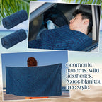 Hahafelt 2 Pack Car Seat Towel Covers Athletic Running Towel Performance Microfiber Post Workout Sweat Washable Cover Non Slip for Seat Outdoor Sport (Blue Aztec)