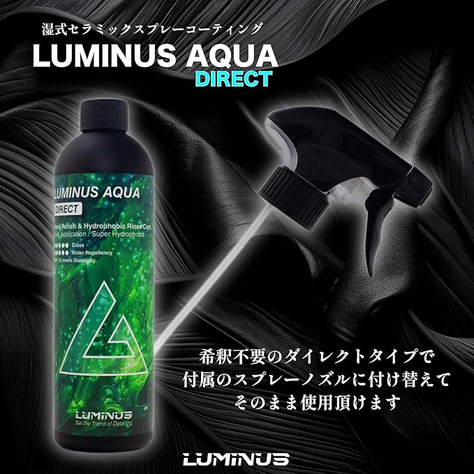 LUMINUS Aqua Direct Ready to USE Formula 500ml – Nano Polish Hydrophobic Wet Coat, Spray On Rinse Off Paint Sealant, High Gloss Water Beading Protection Up to 12 Weeks
