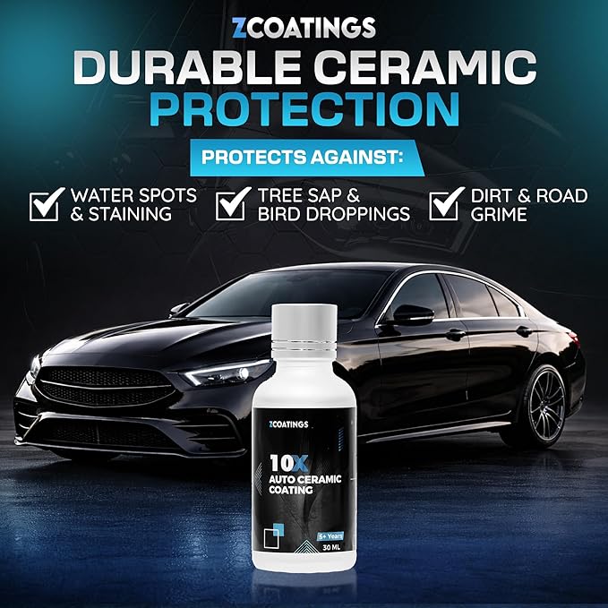 10X Ceramic Coating for Cars | 30ml SiO2 Nano Hydrophobic Formula | Protects Paint, Wheels & Trim | Professional Grade | Up to 5 Year Durability