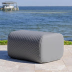 Big Joe Solvana Outdoor Ottoman, Weather-Resistant Cool Touch Silicone Stitched Leather, Ottoman Only, Moonlit Gray