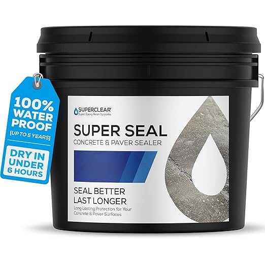Modified Acrylic Concrete Paver Super Sealer,Penetrating Wet Natural Look, Cures in 6 Hours, 5 Year Life, Non-Toxic, Zero VOCs, Pet Friendly, Patio, Driveway, Roof, Pool Decks,Garages (5 Gallon)