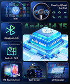 4G 128G Car Stereo for Honda Civic 2006 2007 2008 2009 2010 2011 Radio,10.1" Incell Touchscreen Wireless Carplay Android Auto 36EQ Bluetooth 5.0 Android 15 GPS WiFi FM/RDS Backup Camera