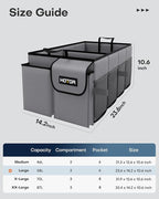 HOTOR Trunk Organizer for Car - Car Organizer, Foldable Trunk organizer for SUVs & Sedans, Sturdy Organization for Car Accessories, Tools, Sundries, Grey, 2 Compartments, 23.6"×14.2"×10.6"