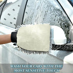 Beige Pure Plain Car Wash Mitt Scratch Free Wash Mitts For Car Wash Mitts