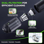 Portable Car Vacuum Cordless, 18000Pa 4-in-1 Suction Power Mini Vacuum Cleaner, 120W Brushless Motor Handheld Vacuum Cordless Rechargeable, 7800mAh Battery, LED Light, Black