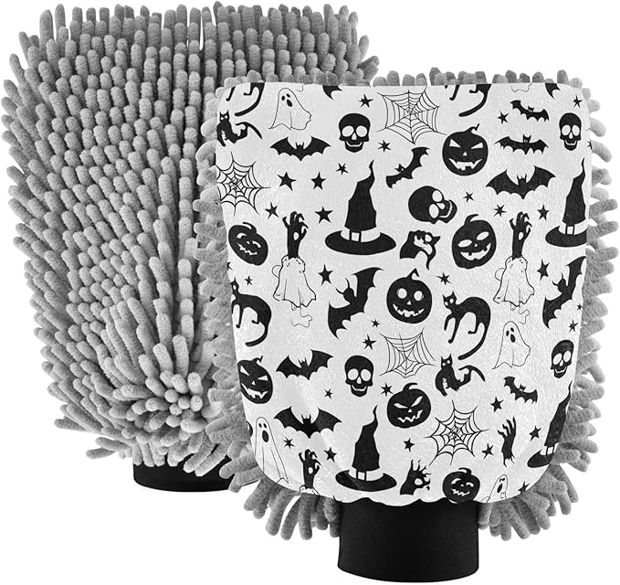 Qilmy Witch Hats Microfiber Chenille Car Wash Sponge Scratch Free Car Wash Mitt Absorbent Mitt Sponge for Trucks SUVs Car Washing Home Cleaning, Medium