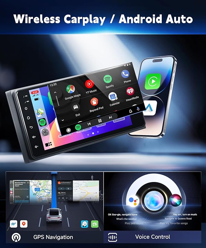 8Core 6+128GCar Stereo for Toyota 4Runner 02-09 RAV4 01-08 Corolla 00-06 Camry 02-06 Tundra 03-06 Sequoia Wireless Carplay/Android Auto,Android 7“ IPS DSP GPS 5G WiFi BT FM Mirror Link Backup Camera
