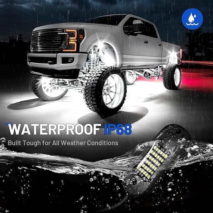20 Pods 6500k White Rock Lights, IP68 Waterproof 36 LEDs SMD Chips Underglow Kit for Truck Pickup SUV UTV ATV RZR Car Boats