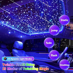VASTFIRE Starlight Headliner Kit – 1300pcs Twinkle Meteor Fiber Optic Star Lights for Car, Bluetooth APP & Remote Control, RGBW Color Changing, DIY Interior Roof Ceiling Light, Sound Sync LED Kit