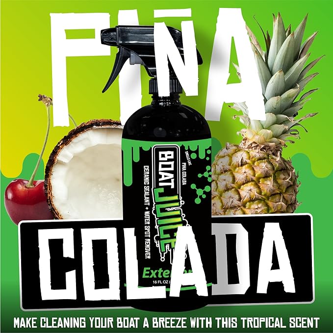 Boat Juice 2in1 Exterior Boat Cleaner & Protectant | Water Spot Remover with SiO2 Ceramic Sealant | Pina Colada Scent | Marine Detailing & Boat Cleaning Supplies, Accessories | Made in USA (1 Gallon)
