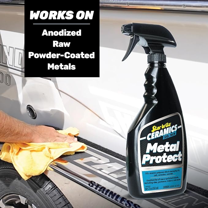 STAR BRITE Ceramics Metal Protect - SiO2 Polymer Protection - Durable Barrier Against Corrosion, Pitting, Salt Damage for Pontoons, Trailers, Towers 22 oz Spray (203322)