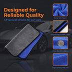 4 Pack Microfiber Towels for Cars, 15.7 x 15.7 inch Thick Plush Cleaning Cloth, Highly Absorbent Professional Grade Drying Towel Set for Car Detailing Household Cleaning, 800GSM(Blue/Grey)