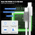 45W iPhone 17 16 15 Pro Max Charger Fast Charging,2Pack USB C Fast Charger Block with Long 10/6.6FT C to C Cable for Apple 17 Pro Max/16 Pro/15/iPad 13th,for Samsung S24 S25 Ultra