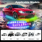 Underglow Light Kits 2-Rows,Neon Accent Strip Lights, 6PCS RGB LED Under Glow Light Kit for Car,Waterproof Exterior Car Light Strips for Van SUV Truck,with APP & RF Remote Control,DC 12V