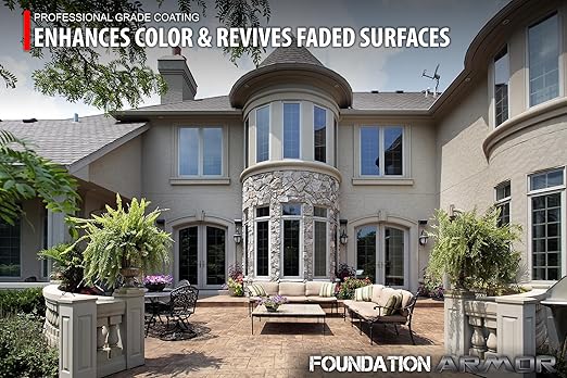 Armor AR350 Low Gloss Wet Look Concrete Sealer 5 Gallon - Professional Grade Color Enhancing Solvent Based Acrylic Sealer for Exterior Concrete and Pavers - 700 VOC