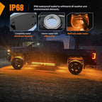 Nilight LED Rock Light 4PCS Amber Underglow Wheel Well Fender Pods Waterproof Exterior Underbody Roof Rack Side Lamps for 12V 24V Car Truck Pickups ATV UTV SUV Motorcycle Boat