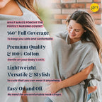 100% Cotton - Breathable Nursing Cover Up for Breastfeeding - Privacy Nursing Covers - Breastfeeding Must Haves - Ponchy by Gold Mamas - Versatile Nursing Shawl for Baby Feeding (Gray)