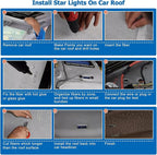 AMKI Mini 6W Starlight Headliner Kit 300pcs 0.03in 9.8ft,Twinkle+Sound Activated Fiber Optic Light 4Lamp Beam Starlight Box APP/Remote Control for Car Home Star Ceiling Decoration