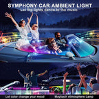 Dreamcolor Acrylic Interior Car LED Strip Light with Wireless APP, RGB 14 in 1 with 175 inches 593 LEDs Fiber Optic Ambient Lighting Kits, 16 Million Colors Sound Active Function Car Neon Lights