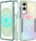for Samsung Galaxy S25 Edge Case - Compatible with MagSafe Women Girls Cute Magnetic Protective Phone Cover Kawaii Girly Butterfly Heavy Duty Shockproof Design for Samsung S25 Edge Case