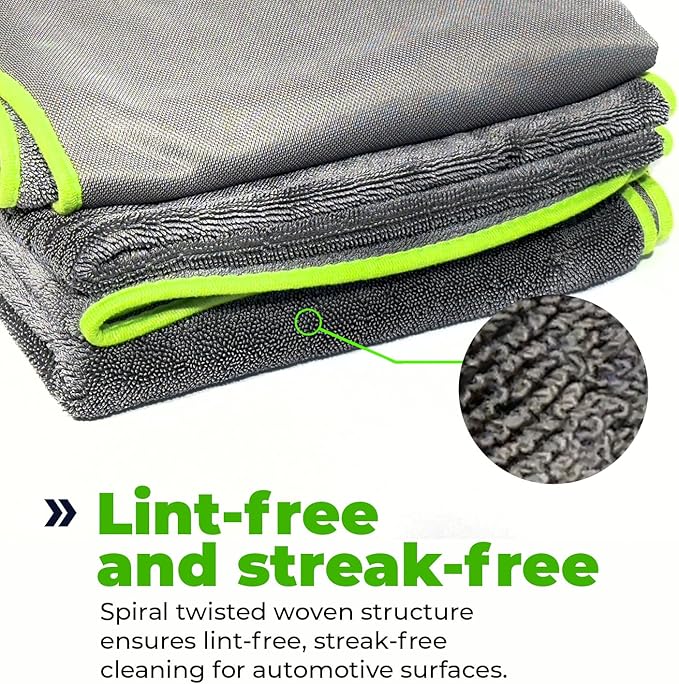 Twist Drying Towel Super Absorbent 600GSM - 35.4'' x 23.6'' inches, Gray Color, Rapid Drying, Large Cleaning, Lint-Free Detailing, High Absorption Microfiber Towels for Cars (1)
