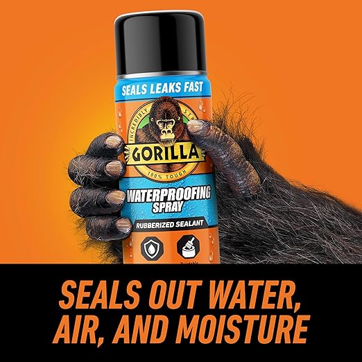 Gorilla Waterproof Patch & Seal Rubberized Sealant Spray, Black, 16 Ounce (Pack of 6) - Seals Out Water, Air, and Moisture