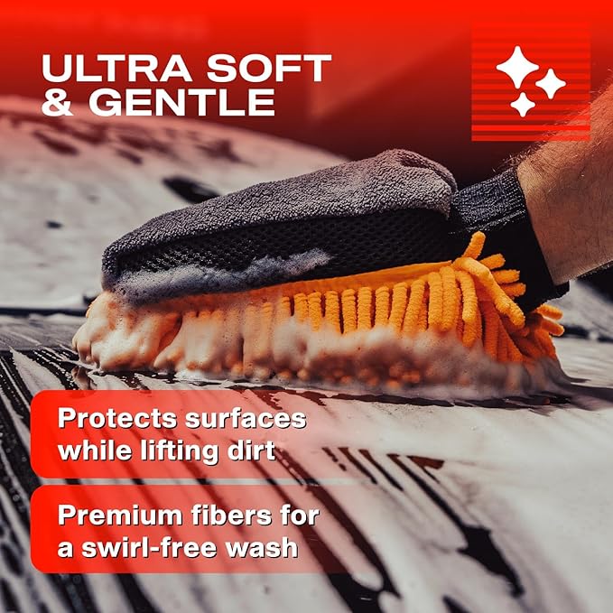 Nasiol Car Wash Mitt – Dual-Sided, All-in-One, Scratch-Free, Lint-Free, Super Absorbent, Ultra-Soft Chenille
