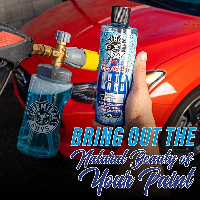 Chemical Guys CWS_133_16 Glossworkz Gloss Booster Car Wash Soap (Works with Foam Cannons, Foam Guns or Bucket Washes) Safe for Cars, Trucks, Motorcycles, RVs & More, 16 fl oz, Watermelon Scent