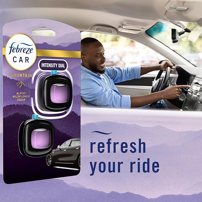 Febreze Car Mountain Scent Air Freshener Vent Clip,.07 oz,(Pack of 4)