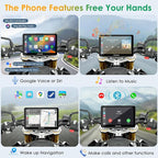 Carpuride W712D Motorcycle Carplay Screen with HD 1080 Dual Dash Cam, Wireless Car Play and Android Auto, 7" Waterproof Rotatable Navigation Touchscreen, Loop Recording, Bluetooth, Wired Controller