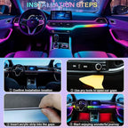 Interior Car LED Strip Lights, RGB 6 in 1 Dynamic Dreamcolor Chasing Acrylic LED Lights for Car, USB Powered Ambient Lighting Kits with Wireless APP, Sound Active Function Car Neon Lights (6 in 1)