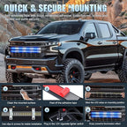 Nilight 2PCS 24 inch Truck Grille Strobe Lights Strip 384 LED Emergency Light Blue White Flexible Side Flashing Warning Caution Safety Waterproof Lighting Kit for Trucks Tow Plow Construction Vehicles