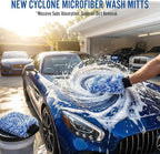 TAKAVU New Car Wash Mitt, 2 Pack Premium Cyclone Microfiber Washing Gloves, Holds Tons of Sudsy Water for Effective Washing, Machine Washable, Lint Free, Scratch Free (Blue)