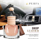 Leather Musk Car Air Freshener | Hanging Car Freshener with Vent Clip | New Car Fragrance, Slow-Release Aroma Technology, Adjustable Scent Intensity | Premium Interior Accessories by Perfa