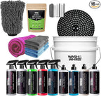 Quick Detailing Pro Kit for Auto Detailing - Complete 16-Piece Car Care Set with Shampoo, Ceramic Coating, Interior Cleaner, Engine Degreaser, Wheel & Tire Cleaner, Microfiber Towels & More