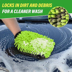 2 Pack Car Wash Mitt Microfiber & Car Wash Sponge,Non Scratch Microfiber Mitt and Sponges for Car Washing Supplies,Trucks and Motorcycles