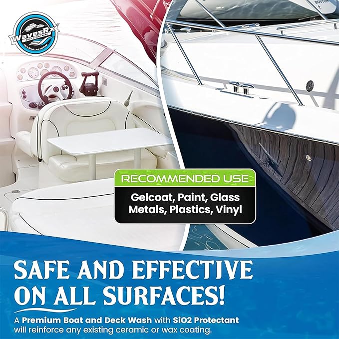 WAVESRX Salt Neutralizing Boat Soap & Jet Ski Wash with SiO2 Surface Protection (EpicWash+), Marine Grade Cleaner Removes Salt & Contaminants, Protective Ceramic Coating Prevents UV Damage