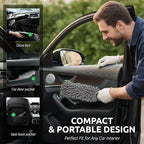Car Duster Interior by TAKAVU, 360° Microfiber Fingers, Unbreakable Comfort Handle, Lint and Scratch Free, Include Microfiber Towel, for Car & Home Use, The Best Auto Accessories Gray
