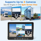 Wireless Backup Camera for Trailer - 7" 1080P RV Backup Camera with 4-Channel Split-Screen Monitor, AI Detection, Night Vision, Loud Beeps, Plug & Play, Compatible with Furrion Pre-Wired RVs