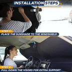 EcoNour Car Windshield Sunshade | Blocks 99% Heat & Keeps Interior Cool | Universal Fits Cars, SUVs, Trucks | Automotive Sun Screen, Visor & Car Accessories for Summer | Medium (64x32 Inches)